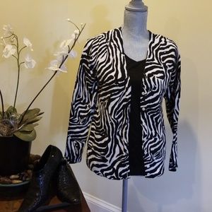 Ann Taylor oft animal print sweater petite Med